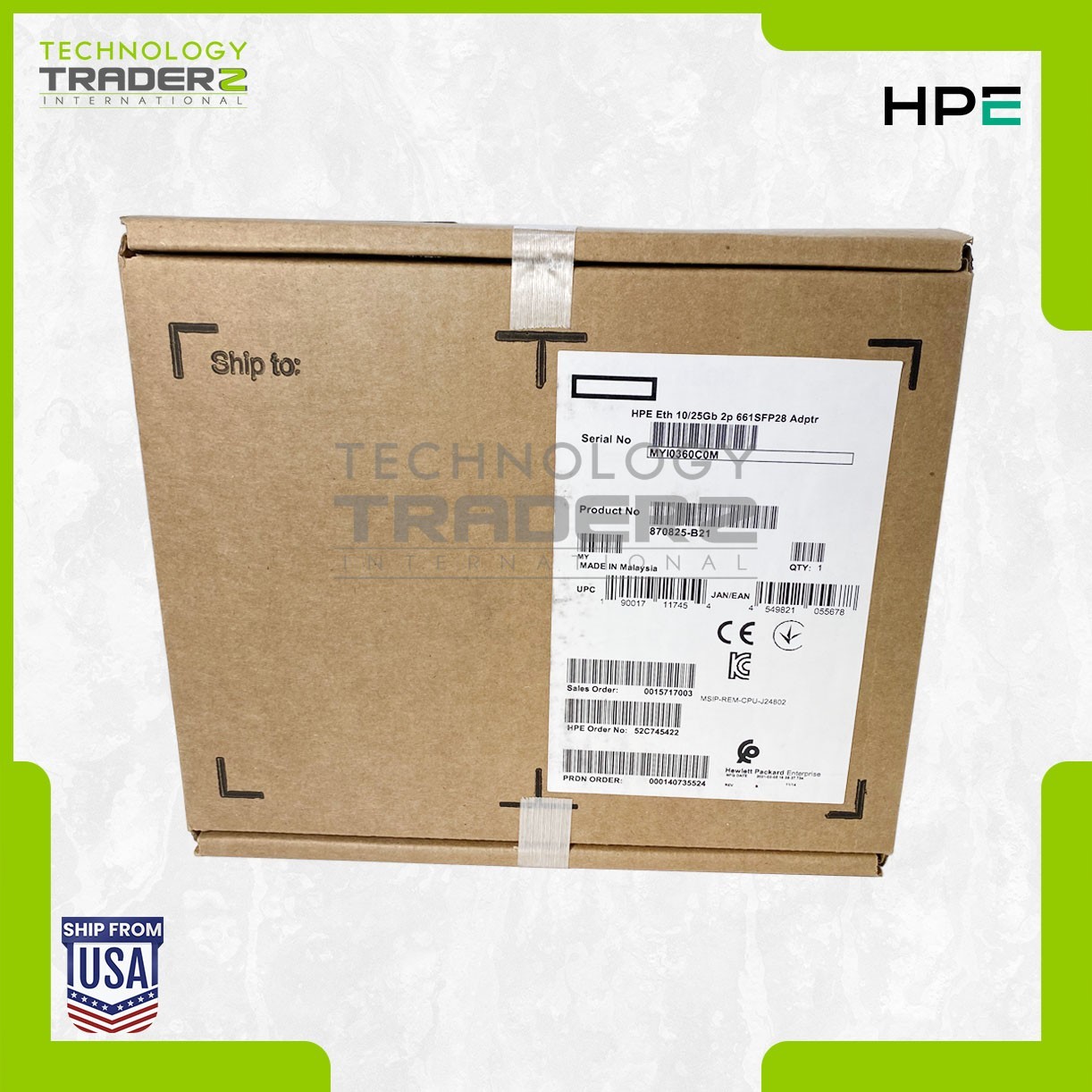 870825-B21 HPE 2-Port 10/25Gb 661SFP28 Ethernet Adapter 879666-001 *New Sealed*