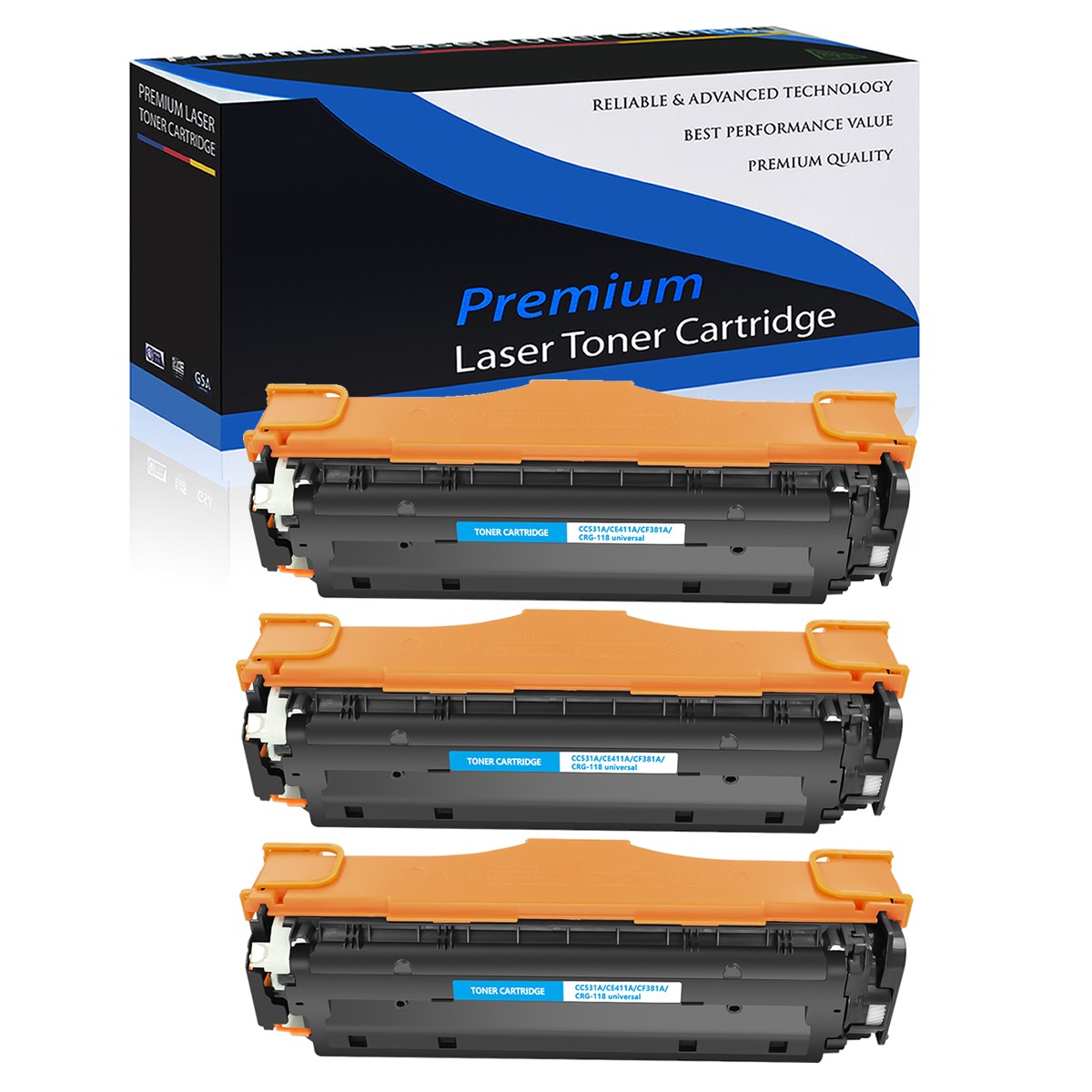 3 PK/ Pack Cyan CC531A 304A Toner For HP LaserJet CP2020 CM2320 CP2025 MFP