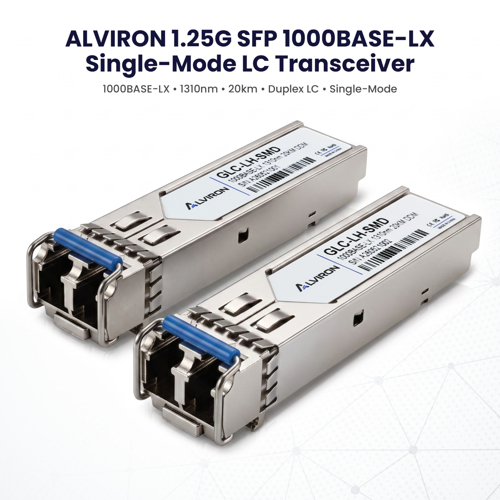 2‑Pack GLC‑LH‑SMD 1G SFP | 1310nm 20km | Cisco Compatible | ALVIRON