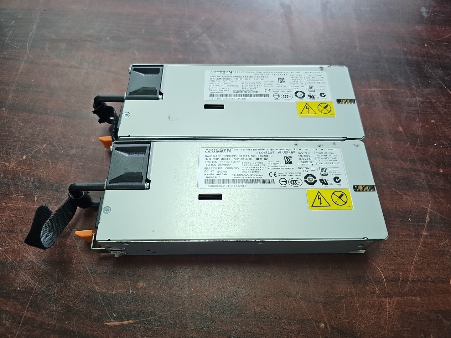 Lot of 2 Artesyn 7001691-J000 Rev BV 900W Power Supply IBM 00RR363 00RR365