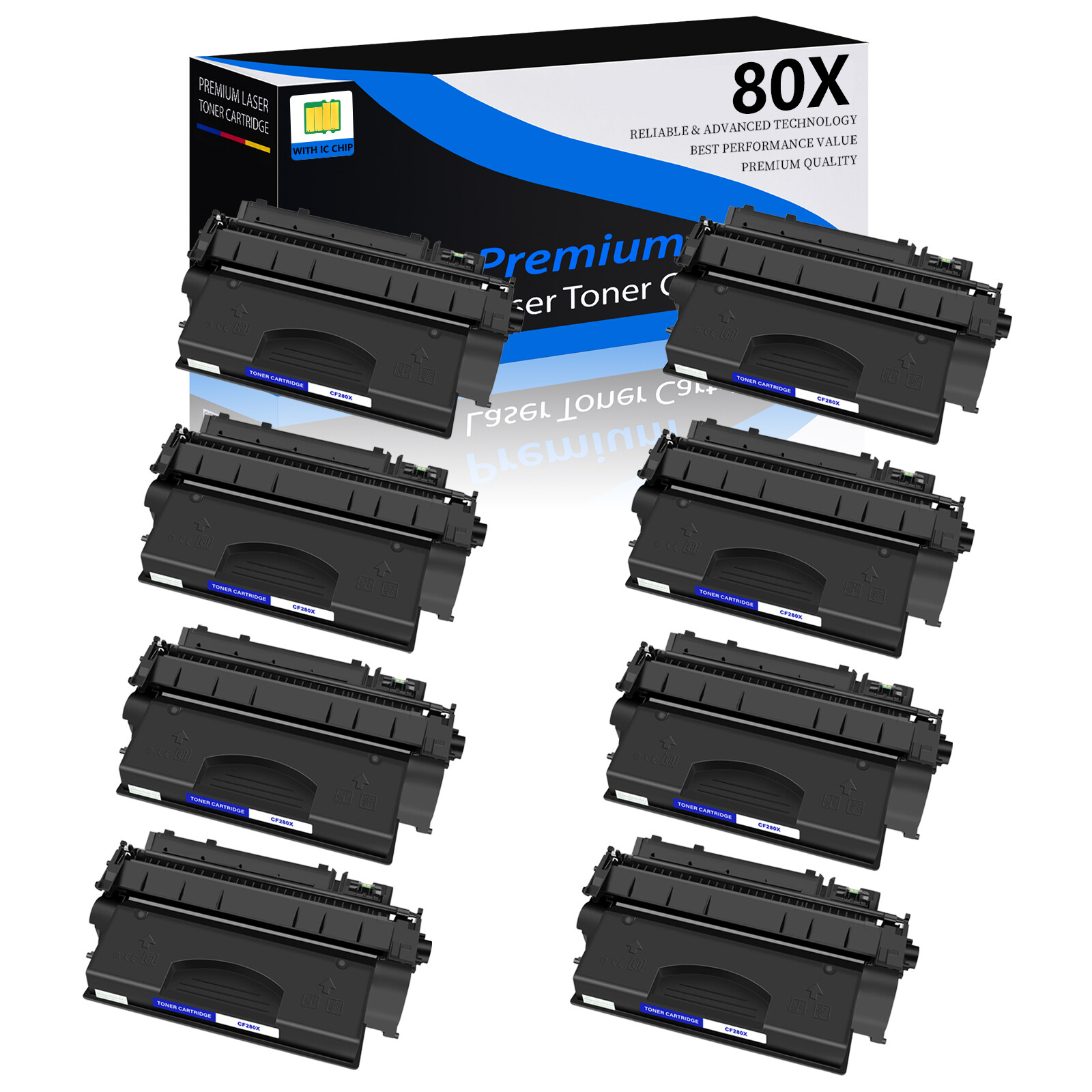 8PK CF280X 80X Toner Cartridge for HP Laserjet Pro M401dn M401dw Printer