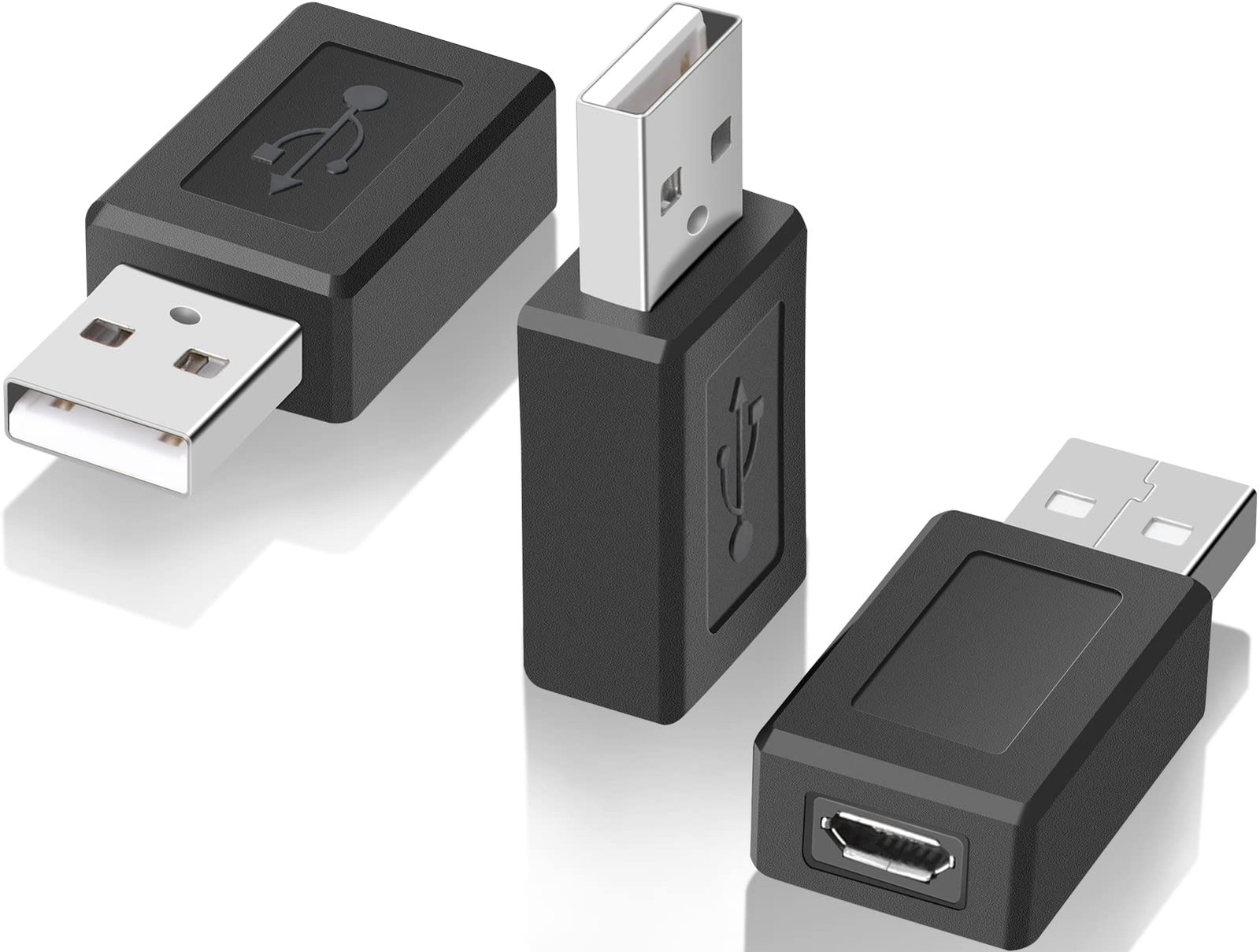 3 Pack Mini USB Adaptor USB 2.0 A Male to USB Micro Female Converter OTG