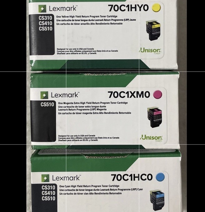 Lexmark 70C1HC0 70C1XM0 70C1HY0 High Yield CS510 Yellow Cyan Magenta Lot Sealed
