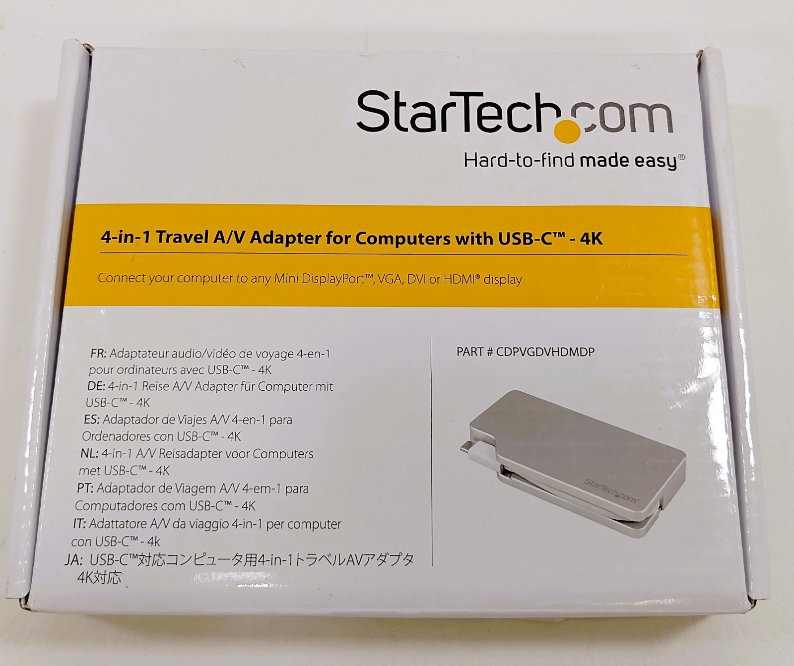 StarTech 4-n-1 Travel A/V Adapter For Computers With USB-C-4k - Brand New