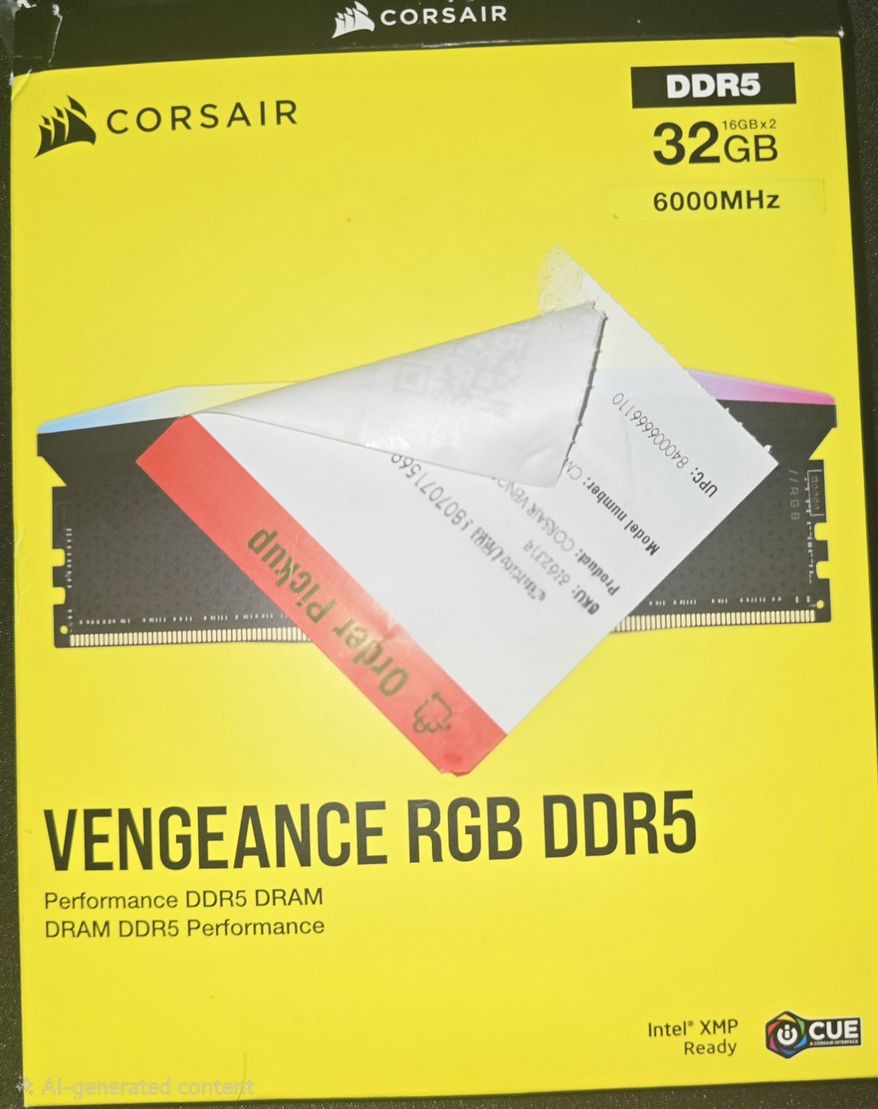 Corsair Vengeance RGB DDR5 32GB (2x16GB) DIMM 6000MHz CL36 Desktop RAM - XMP