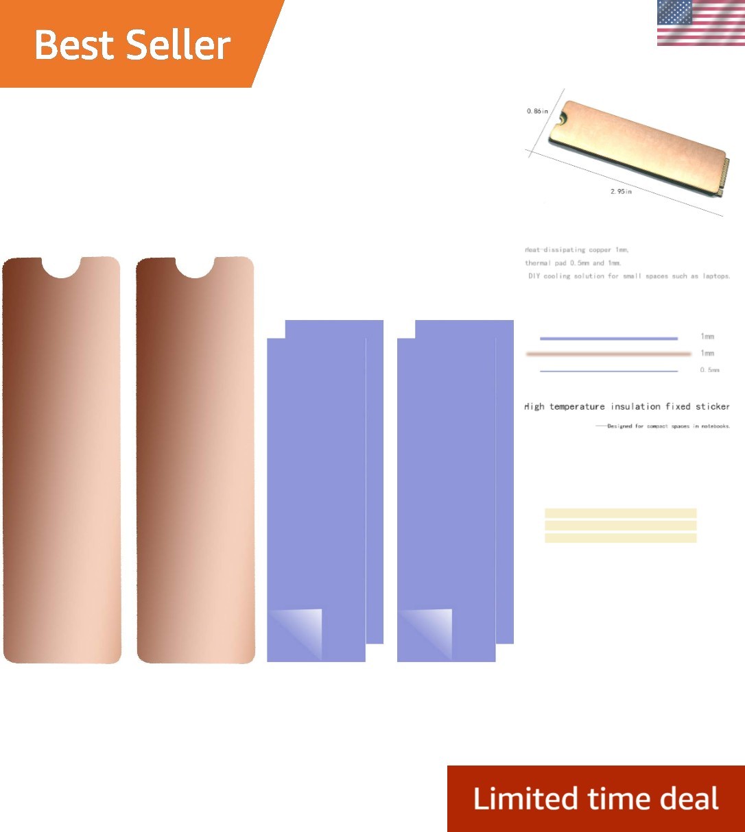 Durable Copper M.2 Heatsinks with Nano Pads – 2pcs for Optimal SSD Performance