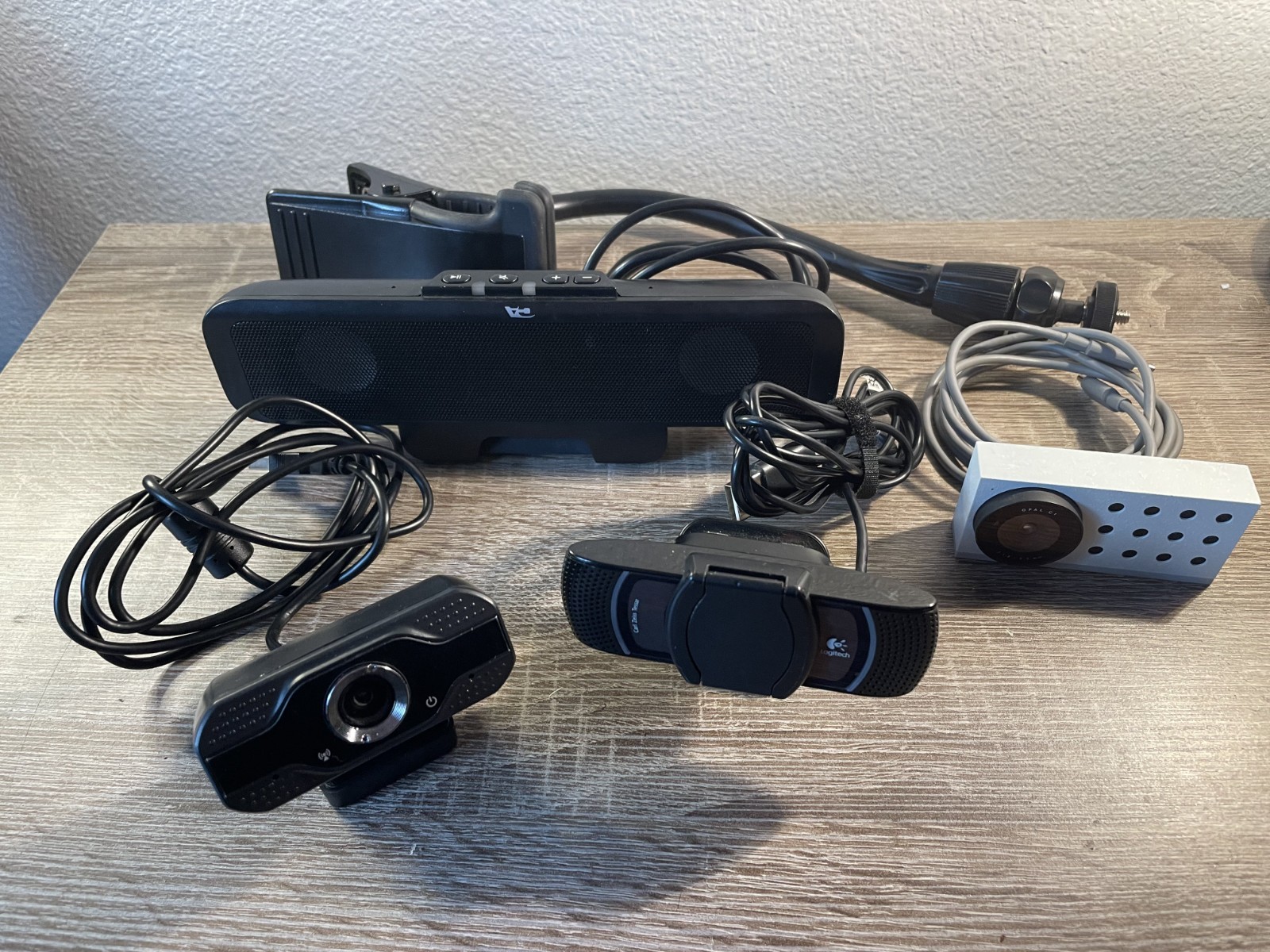 Lot of 3 Webcams (Logitech, Opal, Unbranded) and Cyber Acoustics Speaker/Mic