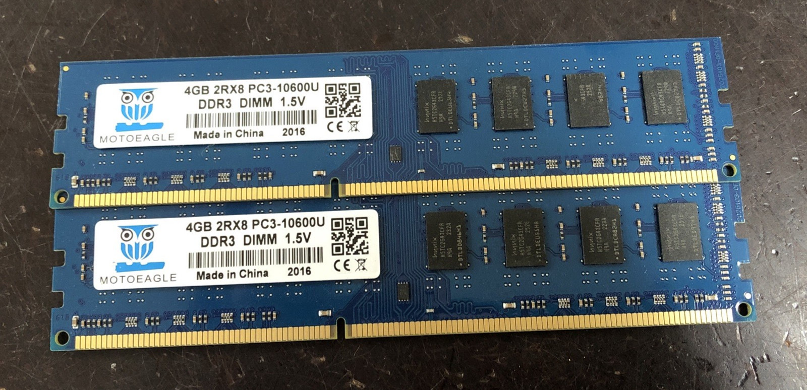 LOT of 2 -- MOTOEAGLE 8GB (2x4GB) 2Rx8 DDR3-1333 PC3-10600U DIMM DESKTOP  RAM