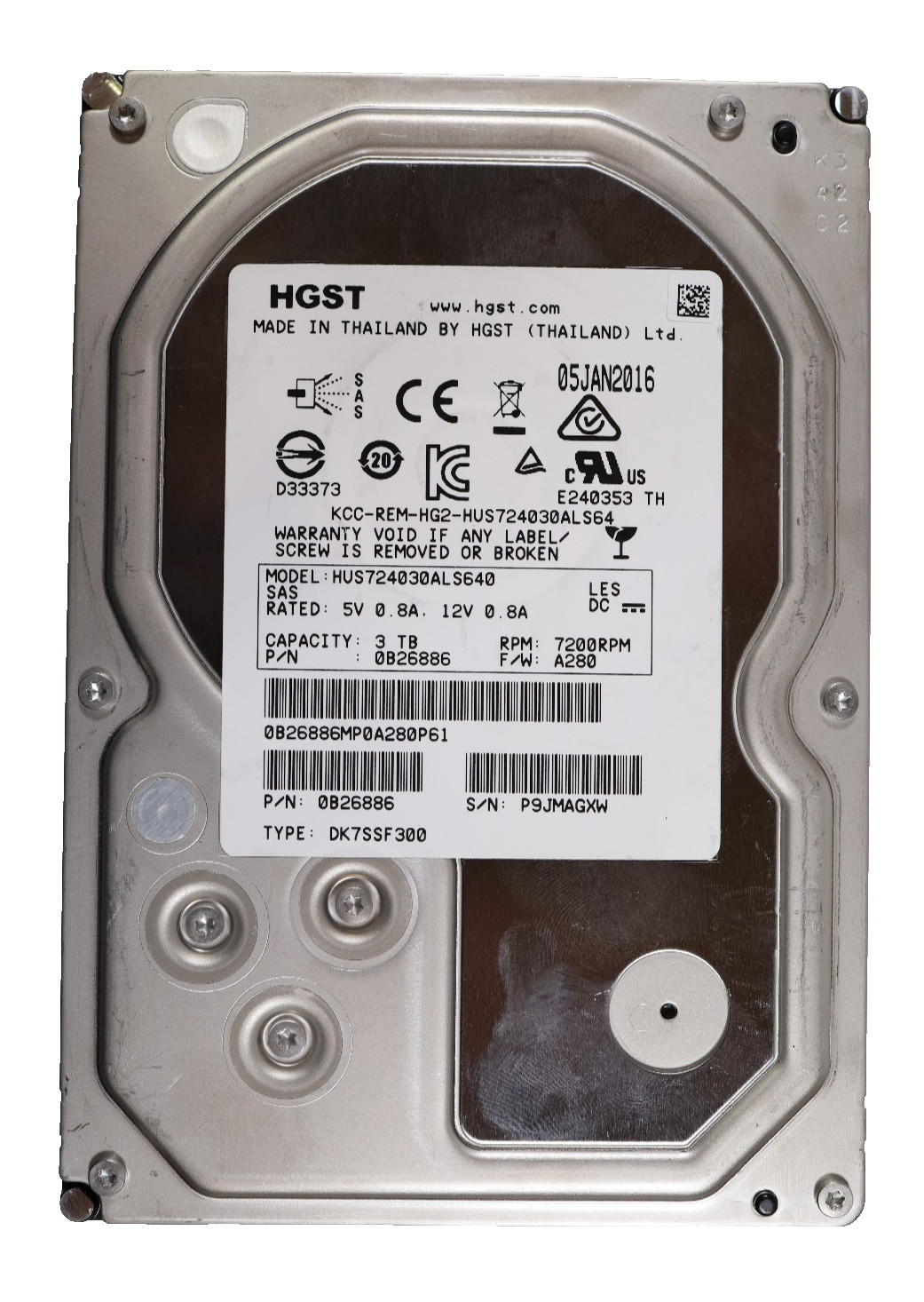 HGST HUS724030ALS640 Ultrastar 7K4000 3TB 7200RPM SAS 6Gb/s 3.5" Hard Drive