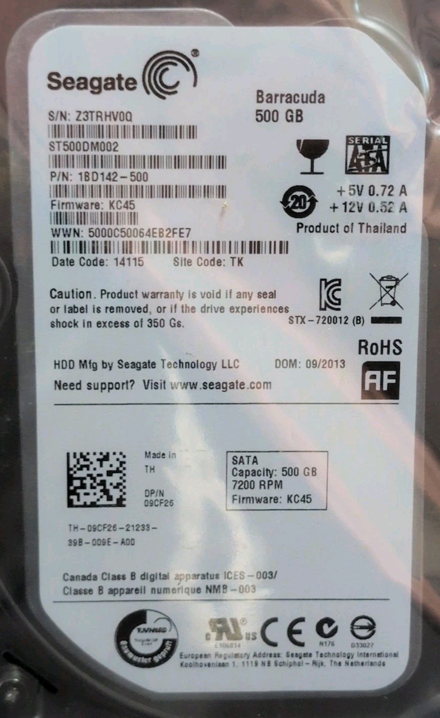 Seagate Barracuda ST500DM002 500 GB Hard Drive New
