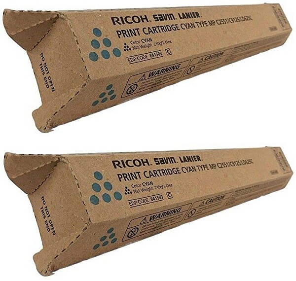 2 Genuine Sealed Ricoh Savin Lanier C2551/C9125/LD625C Cyan Toners 841503 