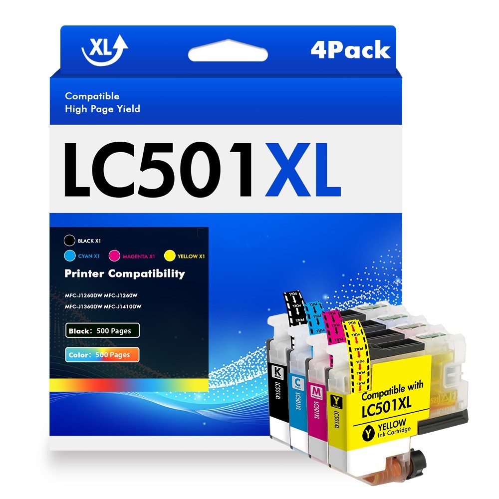 LC501XL Ink Cartridges for Brother MFC-J1360DW MFC-J1260DW MFC-J1410DW LC501 XL