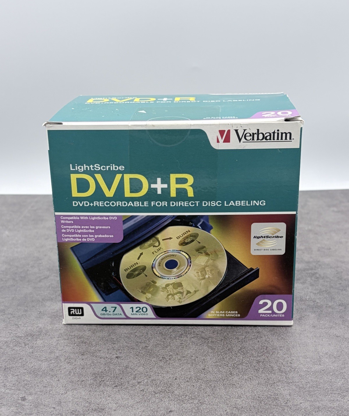 Verbatim 20 LightScribe DVD+R 16x  Blank Discs With Cases 4.7GB 120m NEW 