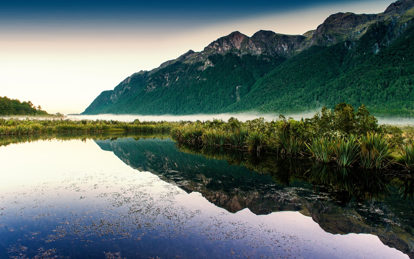 Landscape photography nature mountains lake morning mist Custom Gaming Mat Desk