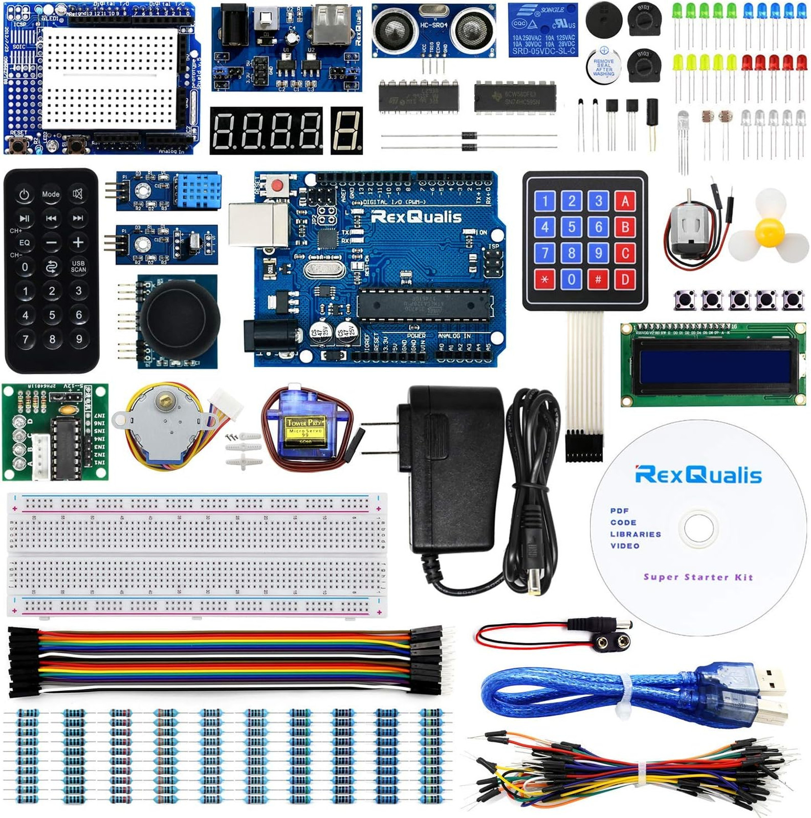Arduino Starter Kit with LCD1602 Display Power Adapter Compatible with Arduino