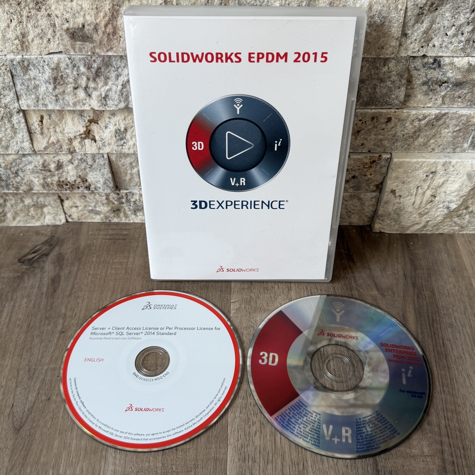 SOLIDWORKS 2015 3D Experience 2 Discs DVD 1 PDM, DVD 2 SQL 2014 NO SERIAL/CD KEY