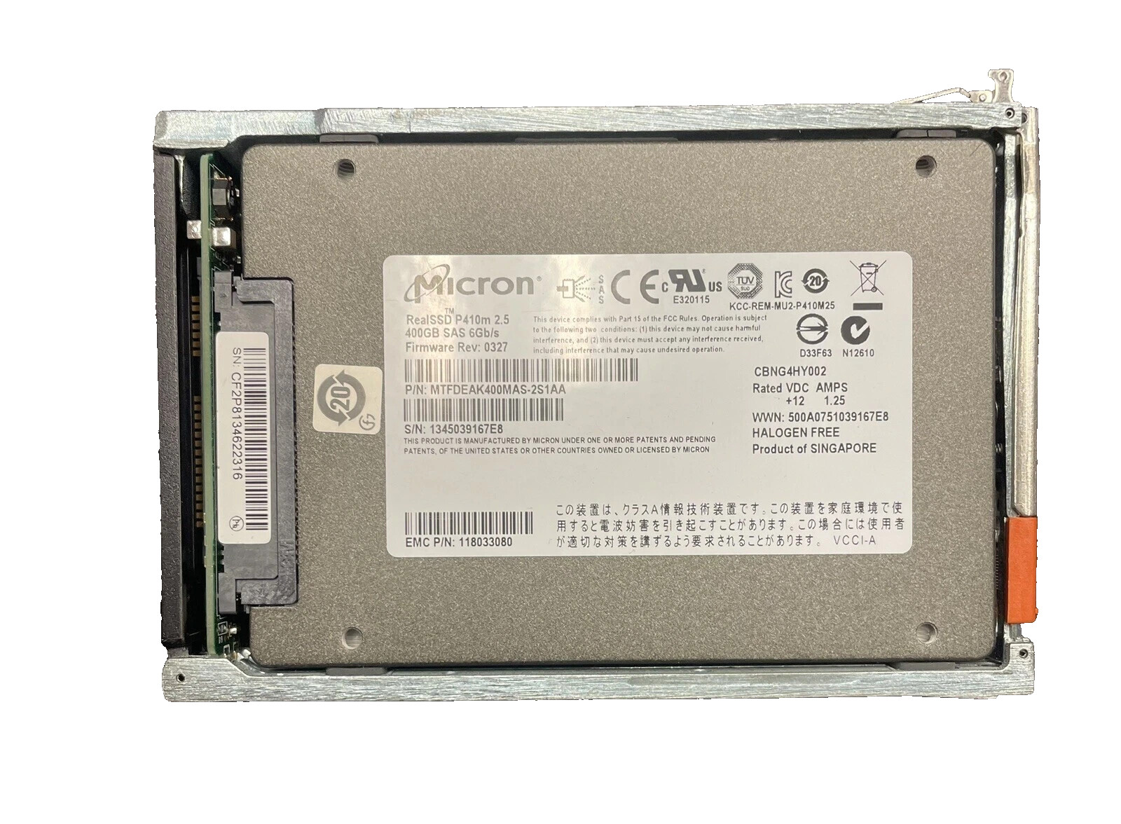 MTFDEAK400MAS-2S1AA MICRON RealSSD P410M 400GB SAS SSD 2.5" 6Gb/s W/ Tray