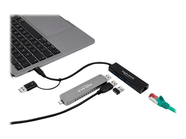 Delock Hub 3 x USB 3.2 Gen 1+ 1 10/100/1000+ 1 USB-C 3.2 1 x USB 3.2 64149