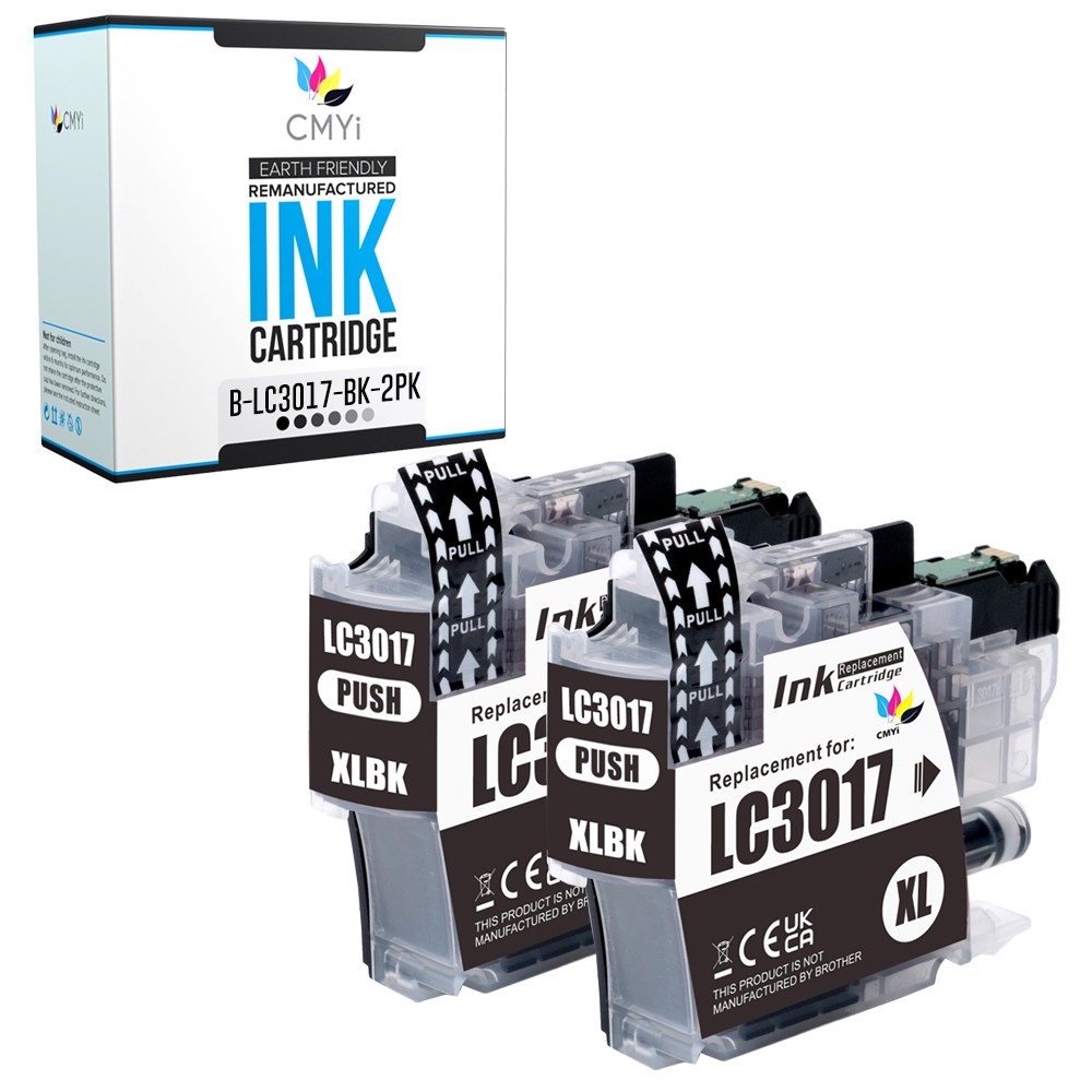 2-Pack Compatible CMYi LC3017BK Ink Cartridges fits Brother MFC-J5330DW J6530DW
