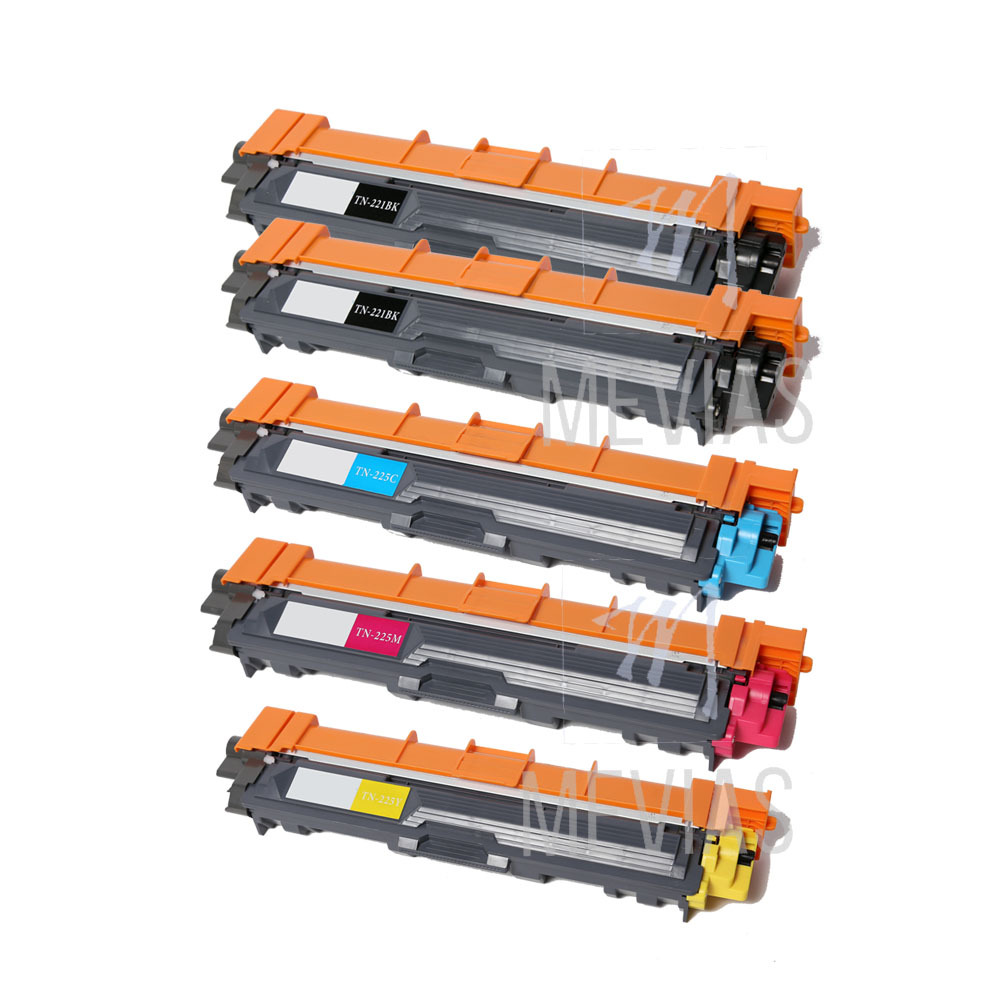 5 Pack TN221 TN225 Toner Cartridge for Brother HL-3140CW MFC-9330CDW MFC-9340CDW