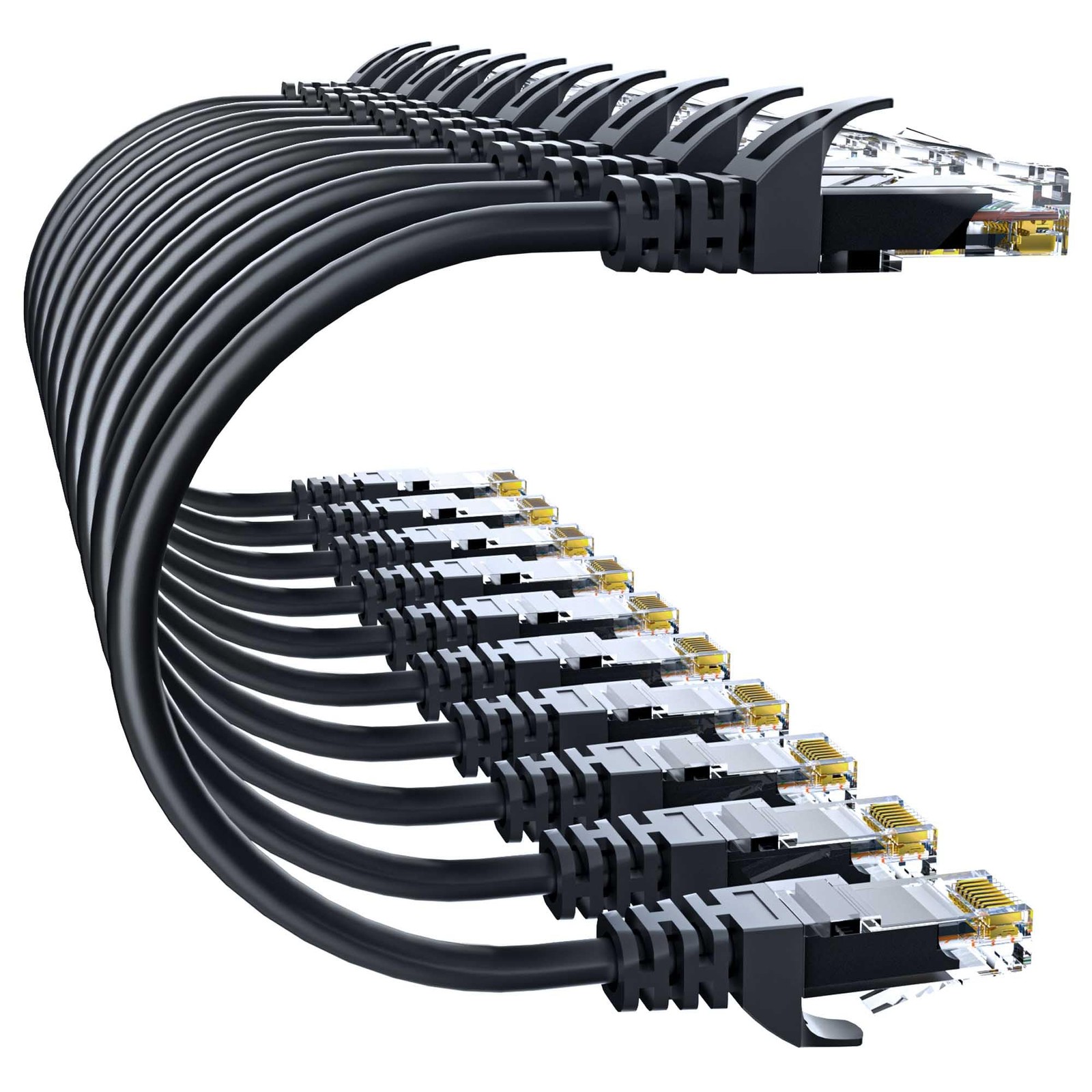 Cat 6 Ethernet Cable 0.5FT 10Pack, Cat6 Ethernet Patch Cable 10Gbps, High-Spe...