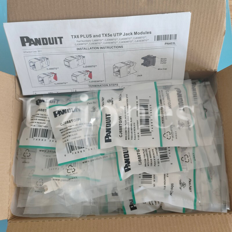 New in Box 50PCS Panduit Gigatx CJ688TGIW MiniCom Cat6 Network Jack Module White