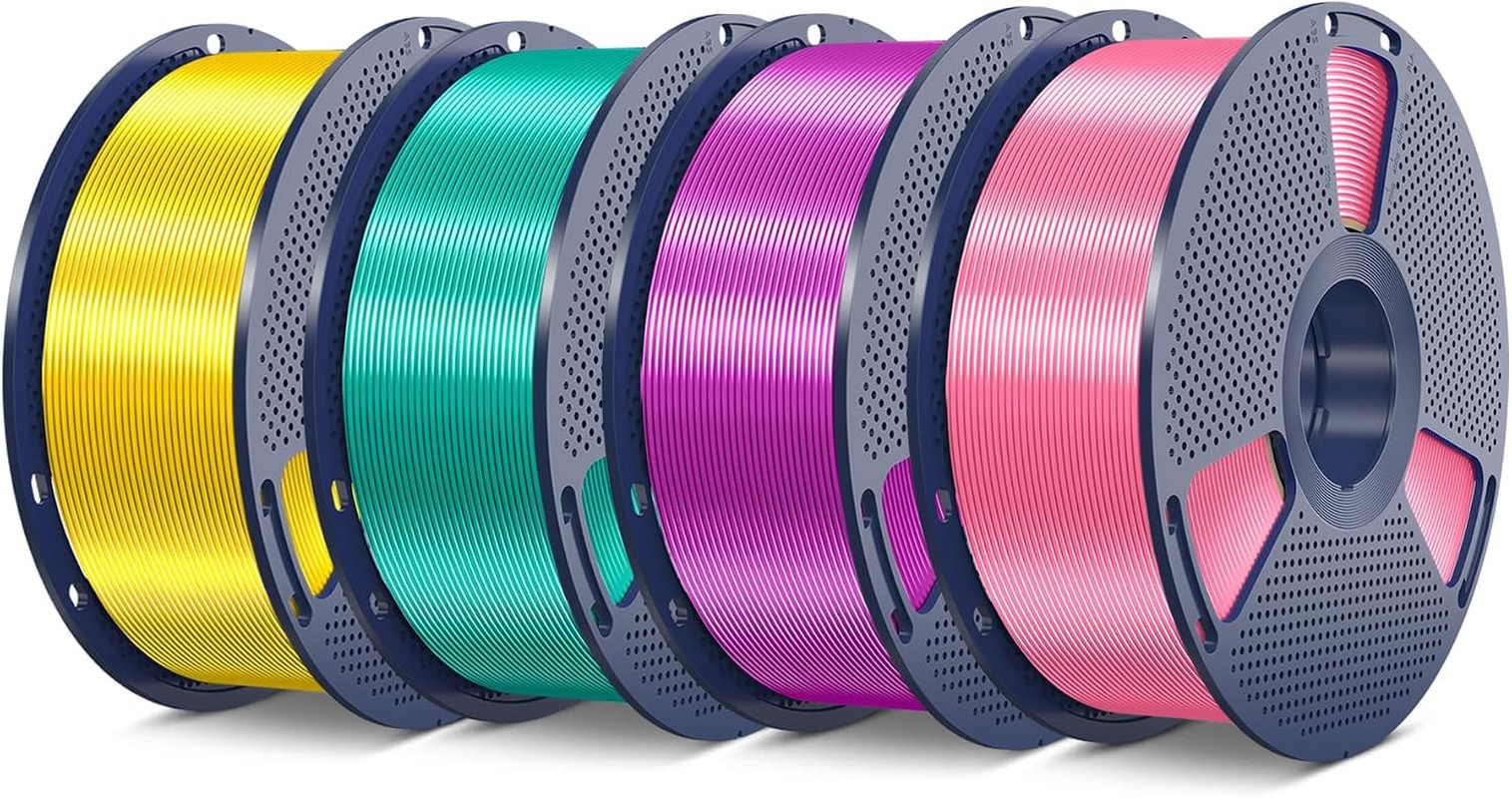 SUNLU Silk Pla plus Filament 4Kg Bundle, (Pink+Purple+Green+Yellow)
