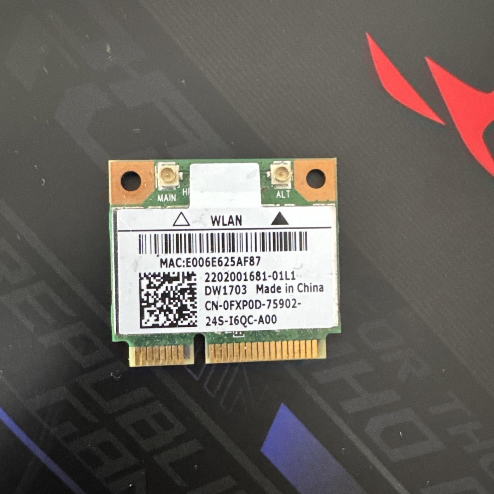 Dell Wireless DW1703 FXP0D b/g/n Bluetooth AR5B225 PCIe Half