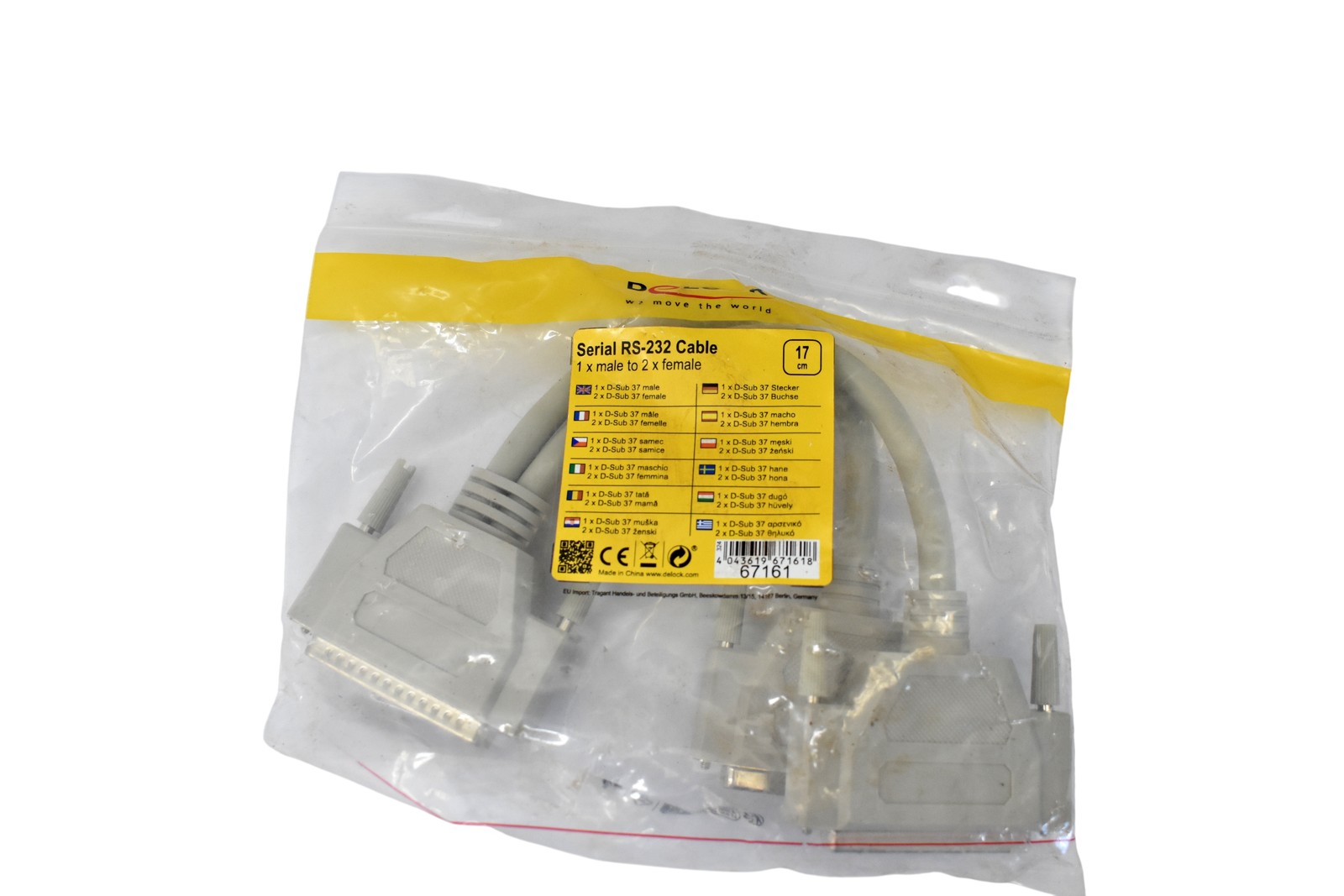 Delock Serial RS-232 D-Sub 37 Cable 1 X Male To 2 X Female 17cm Gray 67161