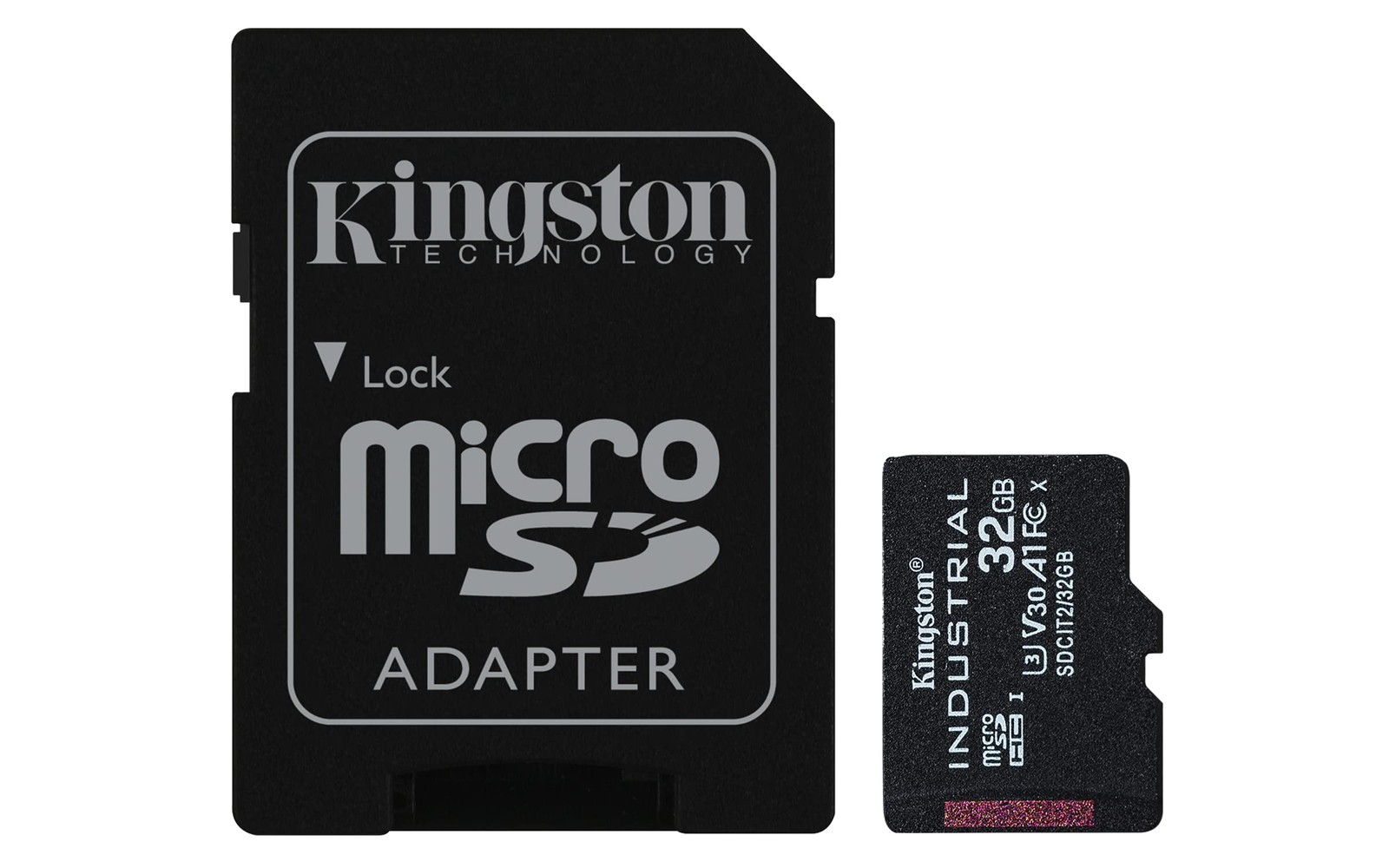Kingston Industrial 32GB microSDHC C10 A1 pSLC Card + SD Adapter 32GB, Black