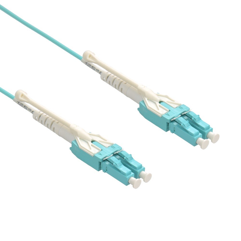 15m LC-LC Duplex 50/125 OM3 Multimode 10GB Fiber Patch Cable Aqua Uniboot 50FT