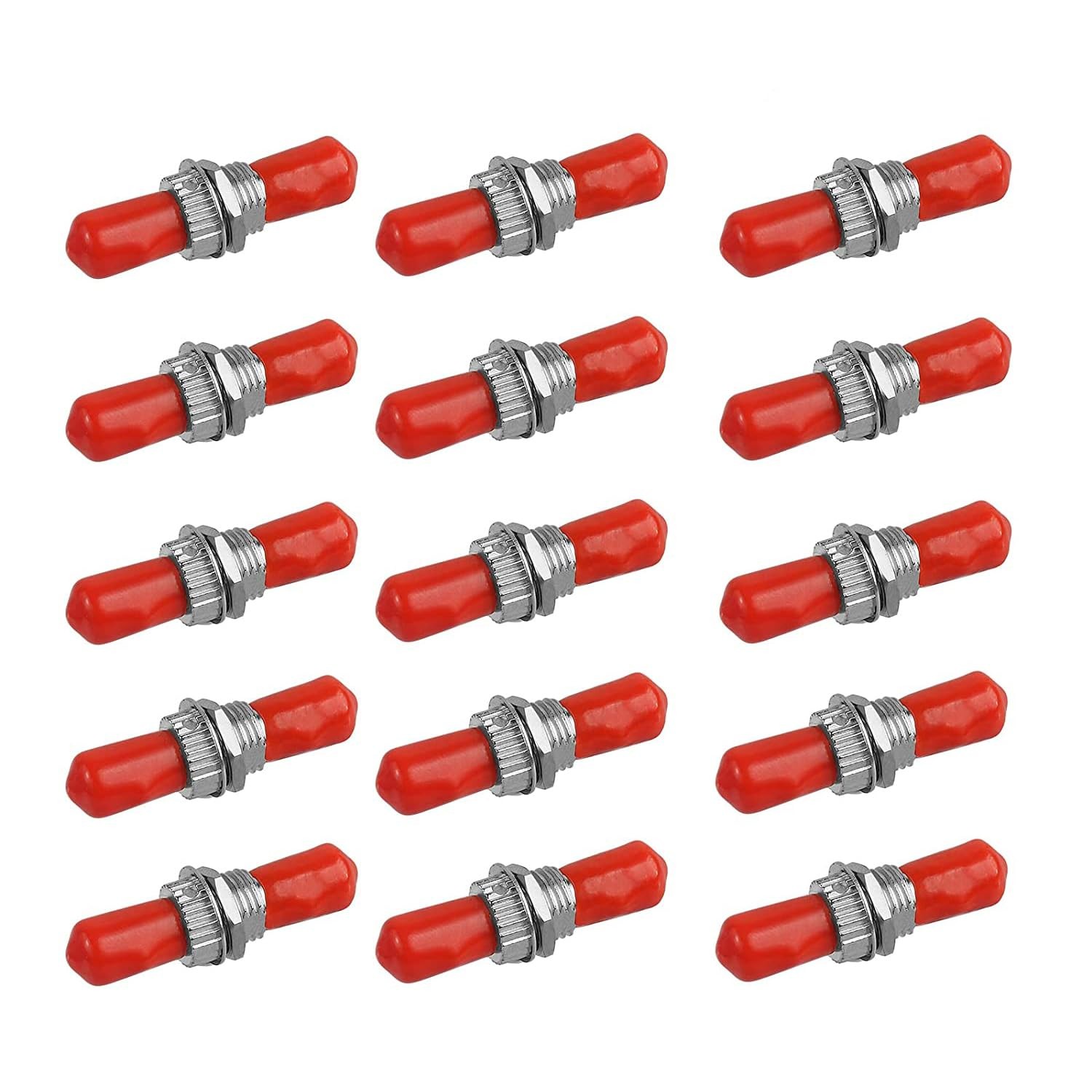 Duogalia 15 Pack Fiber Optical Coupler ST Optic Cable Barrel 1 km, Red