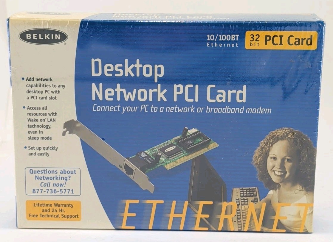 Belkin Desktop Network PCI Card 32 Bit 10/100Base T Ethernet New