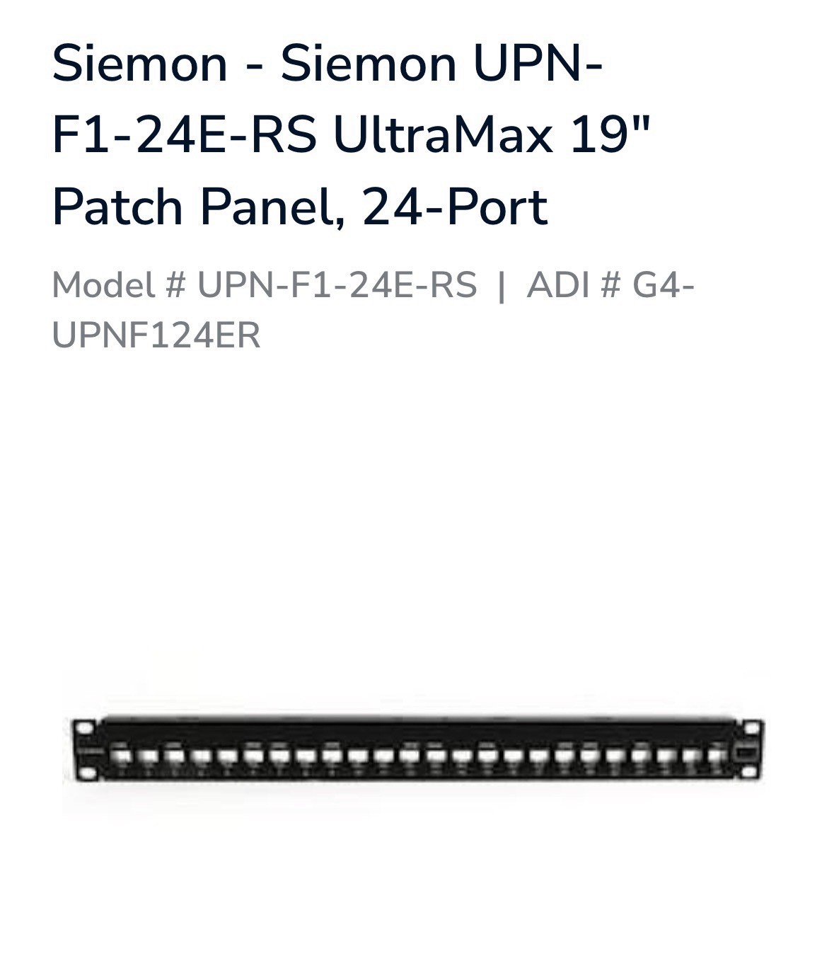 Siemon UPN-F1-24E-RS 24-Ports 1U CAT6 Black Patch Panel