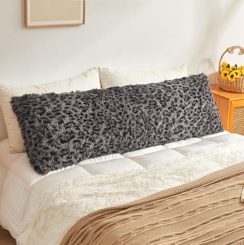  20x54 Fluffy Leopard Print Body 54" x 20" (Pack of 1) Cheetah Print Grey