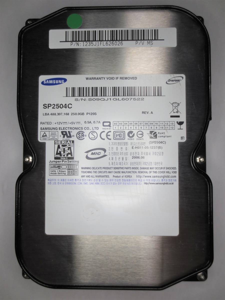 Used SAMSUNG 3.5 inch HDD SATA (Serial ATA) 250GB SP2504C Samsung