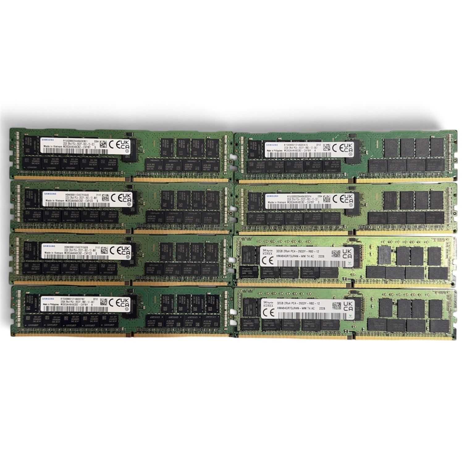 Lot of 8 SK Hynix Samsung 32GB 2Rx4 DDR4-2933Y ECC RDIMM M393A4K40CB2-CV