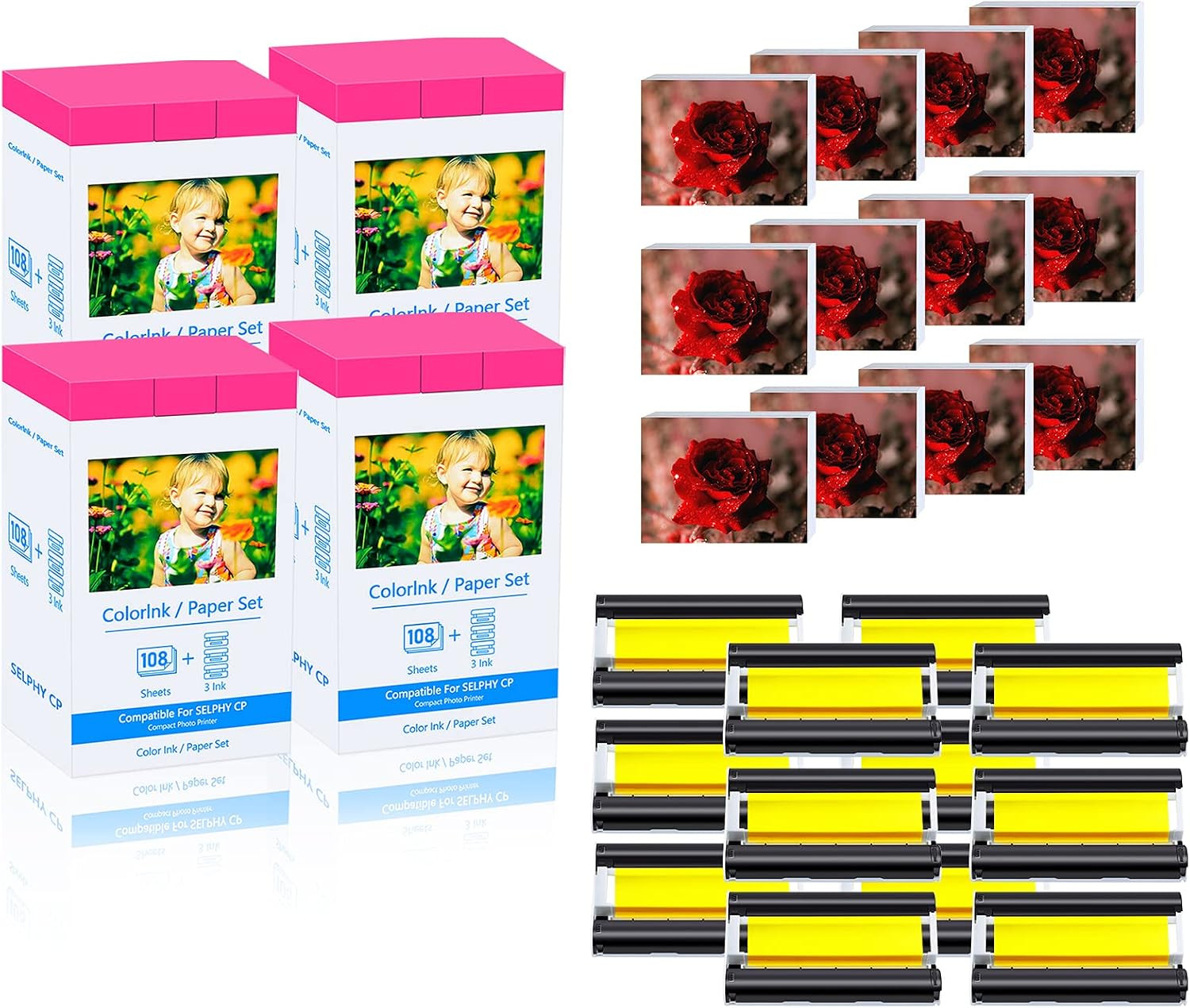 4PK Ink & Photo Paper Set 432 Sheets 4x6 for Canon SELPHY CP1500 CP1000 CP910