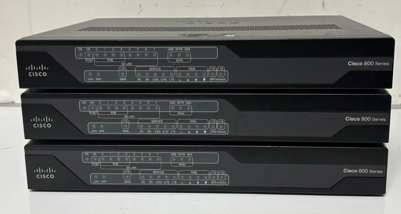 Lot of 3 CISCO C899G-LTE-VZ-K9  LTE 2.0 Integrated Services Router