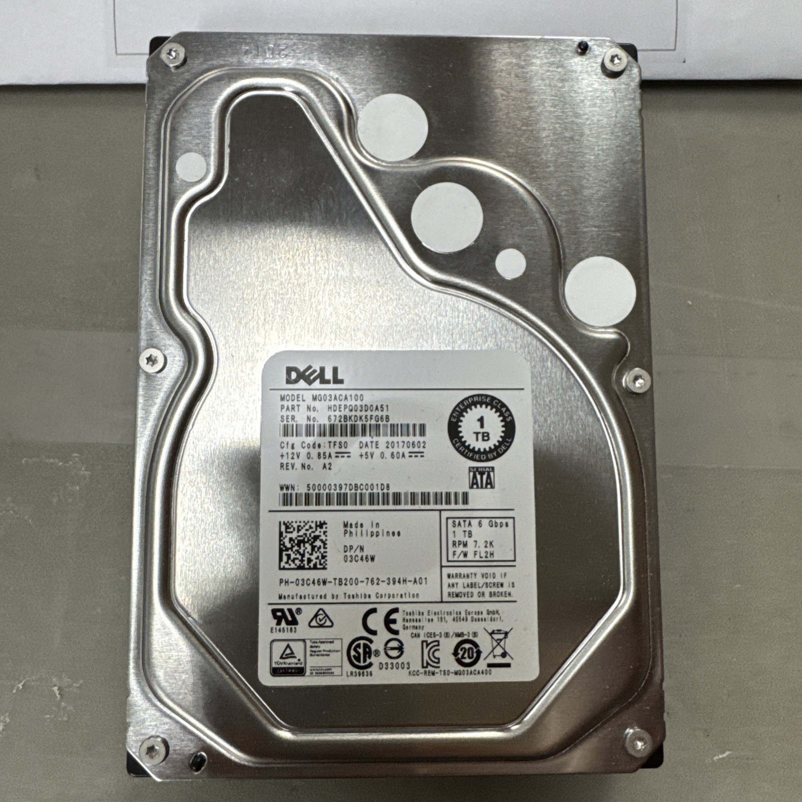 Dell Toshiba MG03ACA 1 TB,Internal,7200 RPM (MG03ACA100) Hard Drive - TESTED