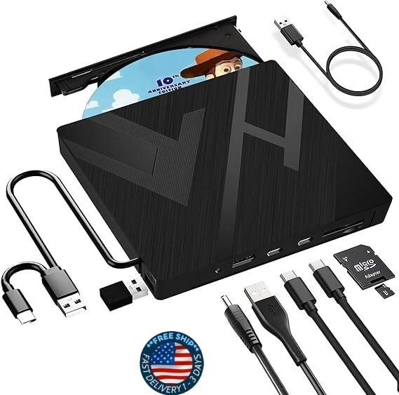 【8 en 1】 Unidad de CD/DVD externa para computadora portátil USB 3.0 Tipo-C.neuvo