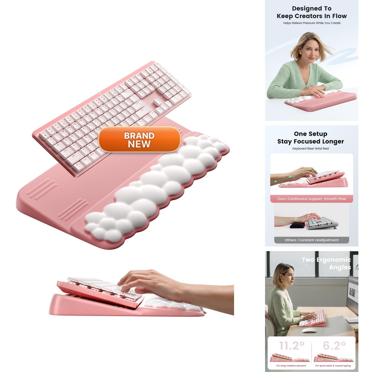 Vaydeer Cloud Ergonomic Wrist Rest, Memory Foam Keyboard Riser Holder Pad