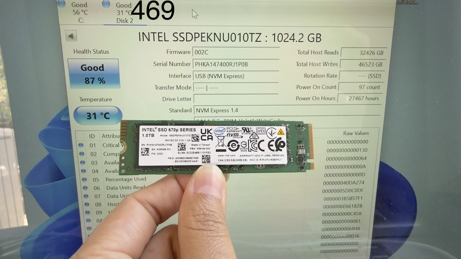 Intel 670p Series 1TB M.2 2280 PCIe 3.0 x4 NVMe SSDPEKNU010TZ