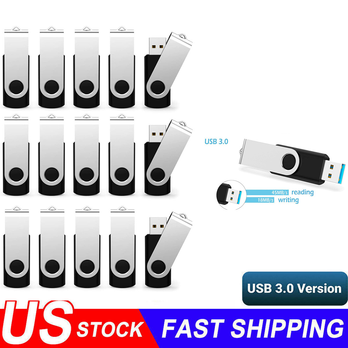 16GB 32GB 64GB USB 3.0 Flash Drive Memory Stick Thumb Drive Pen Drives LOT