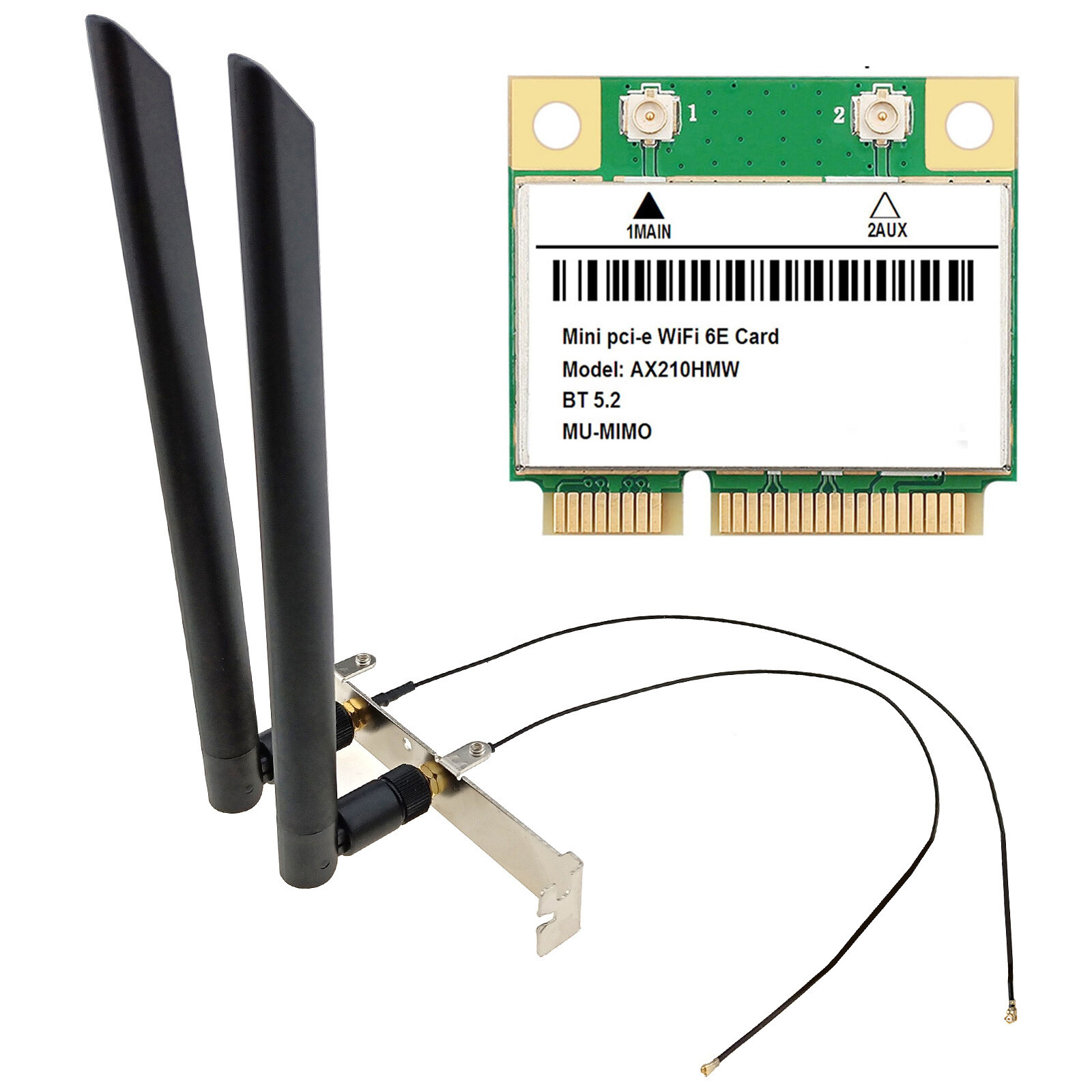 AX210 WiFi 6E Mini PCIe Wireless Network Card Desktop PC Antenna Adapter Bracket
