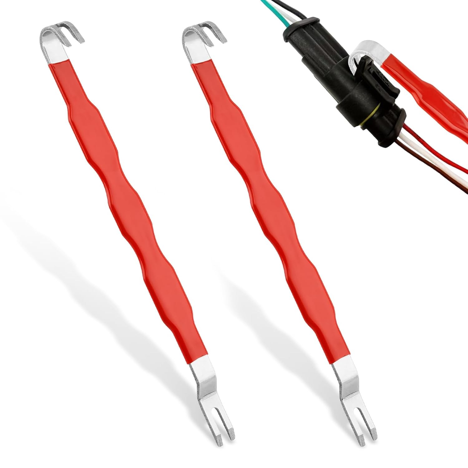 Red Double Ended Automotive Electrical Terminal Connectors 2Pcs Automotive