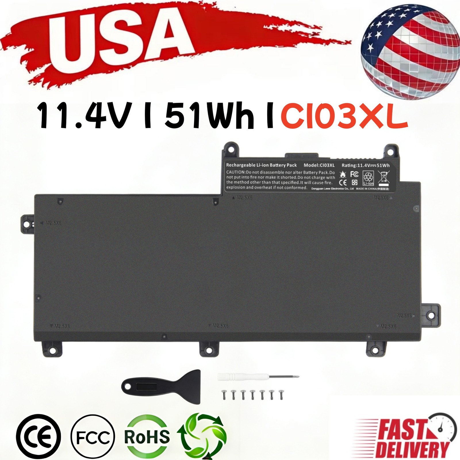 LOT 1-100X 51Wh CI03 CI03XL Battery for HP ProBook 640,645,G2 650,655 G2 Series