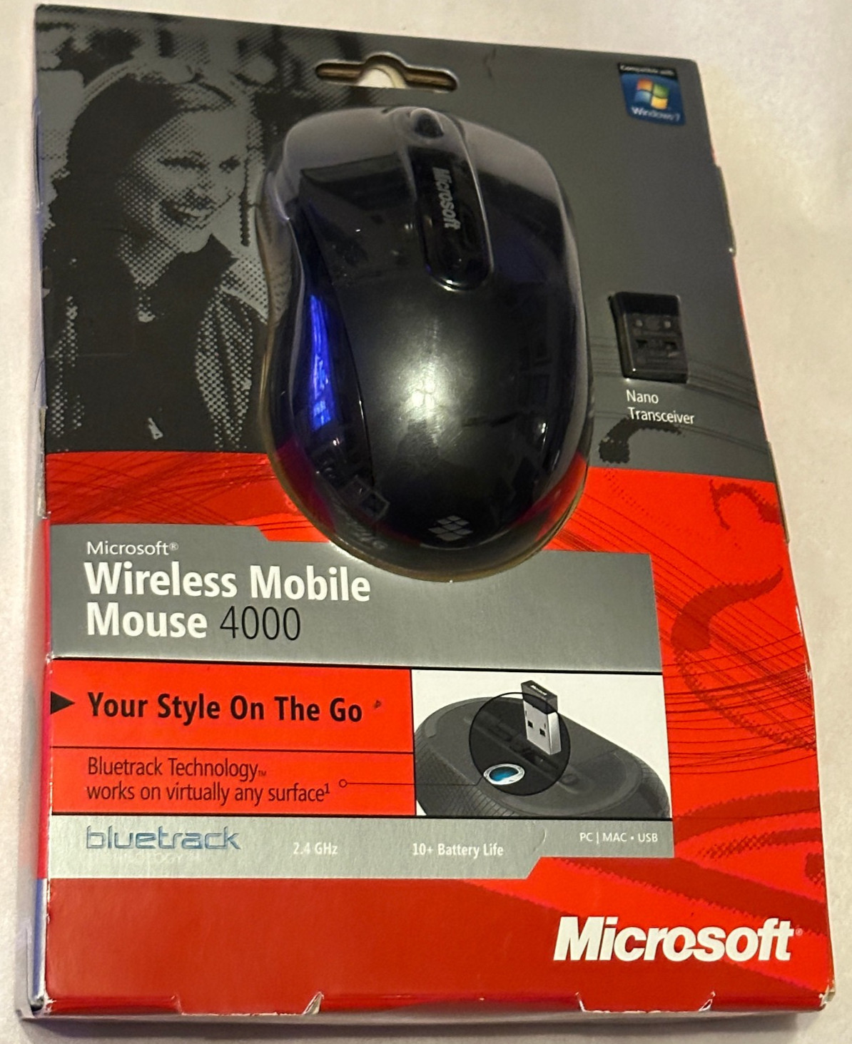 Microsoft Mobile 4000 Wireless BlueTrack Mouse 1383, 1447 Windows 7 Sealed NEW