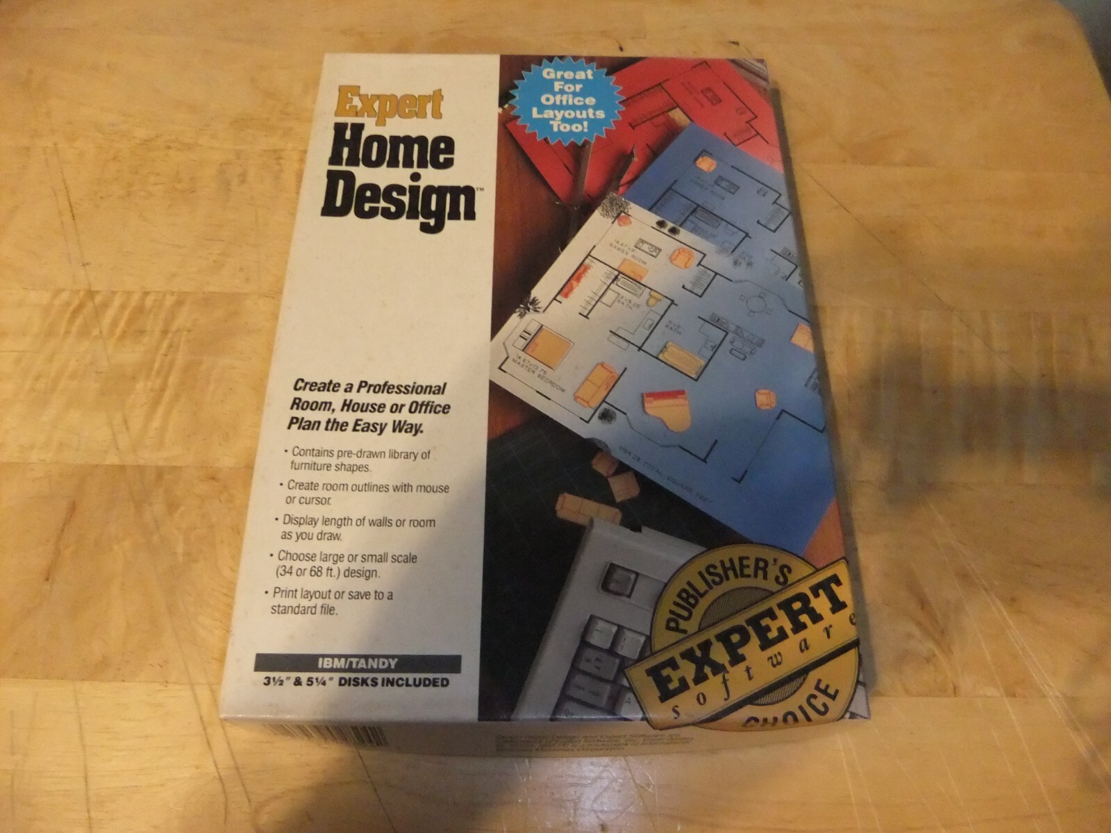 VTG 1991 EXPERT HOME DESIGN IBM PC SOFTWARE 3.5" & 5.25" FLOPPY 100% COMP