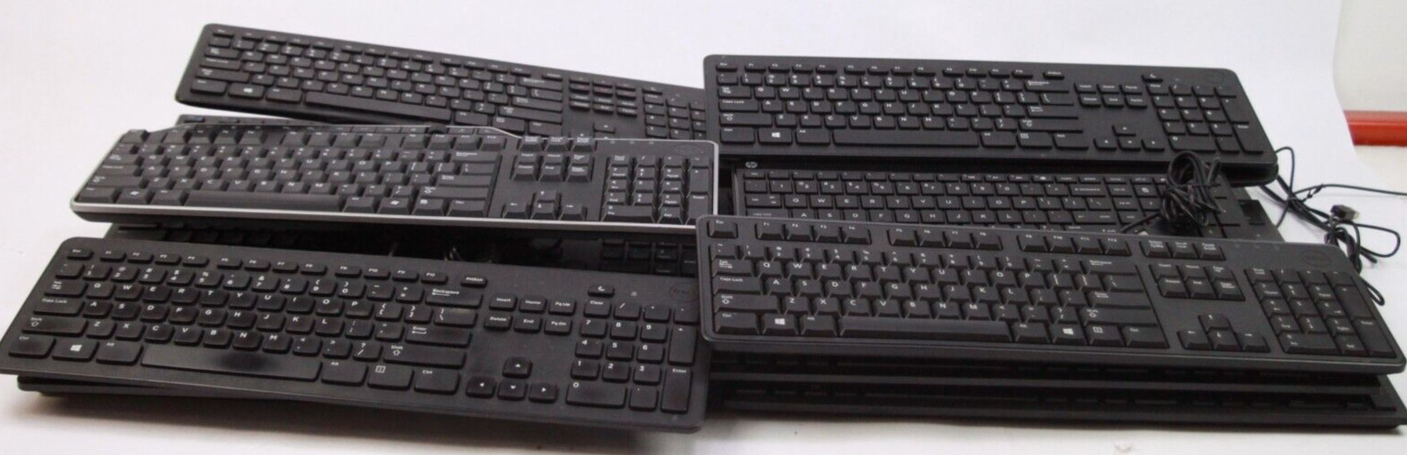 Lot of 14 Mixed Keyboards Del HP Lenovo Wired USB Keyboards Tested